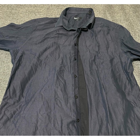 Bar 3 Slim Fit Men's 16 1/2 34-35 L Plaid Purple Black Long Sleeve Shirt - Picture 5 of 6